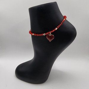 Heart anklet, ankle bracelet, charm bracelet, foot jewelry